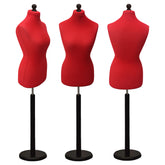Display Geek Female Dressmakers Dummy Red Torso with Blackwood Round Base Stand